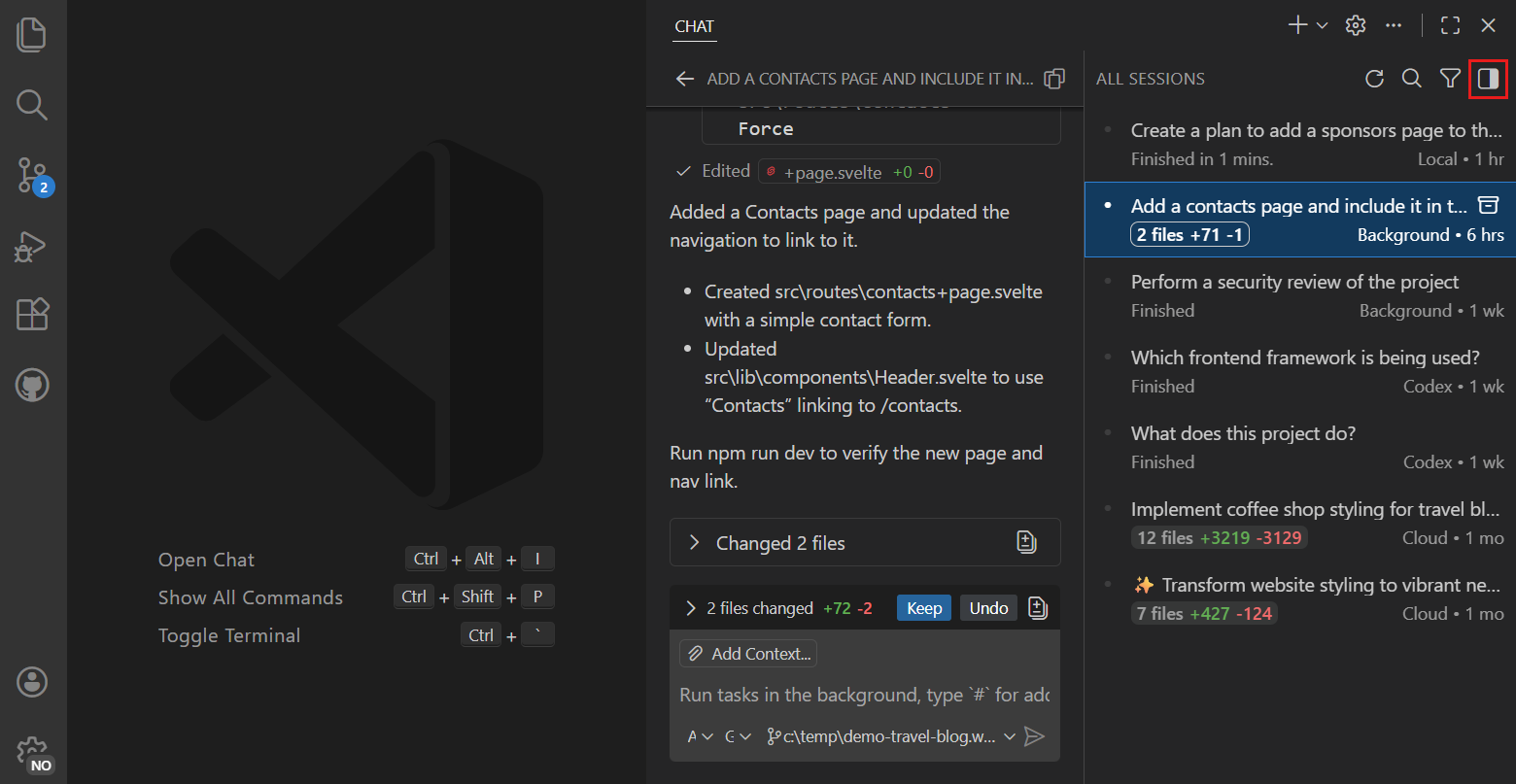 AI-AGENDID · VS CODE: Anna koodimuudatus agendile teha.
